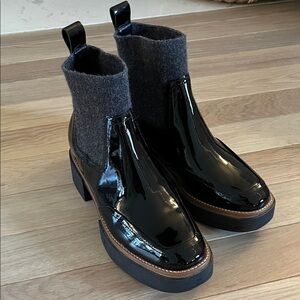 Dolce Vita Black Patent Leather Ankle Boots